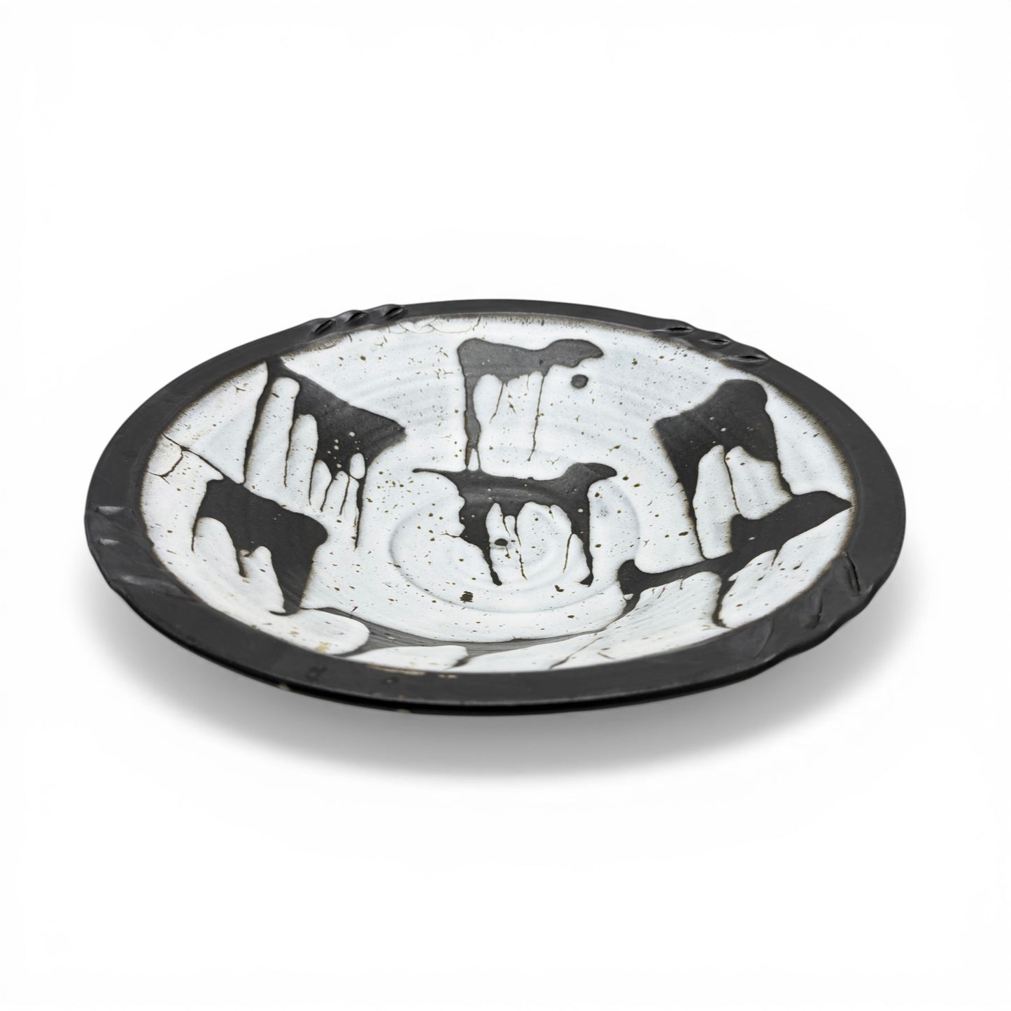 Drip Glazed Black and White Bowl