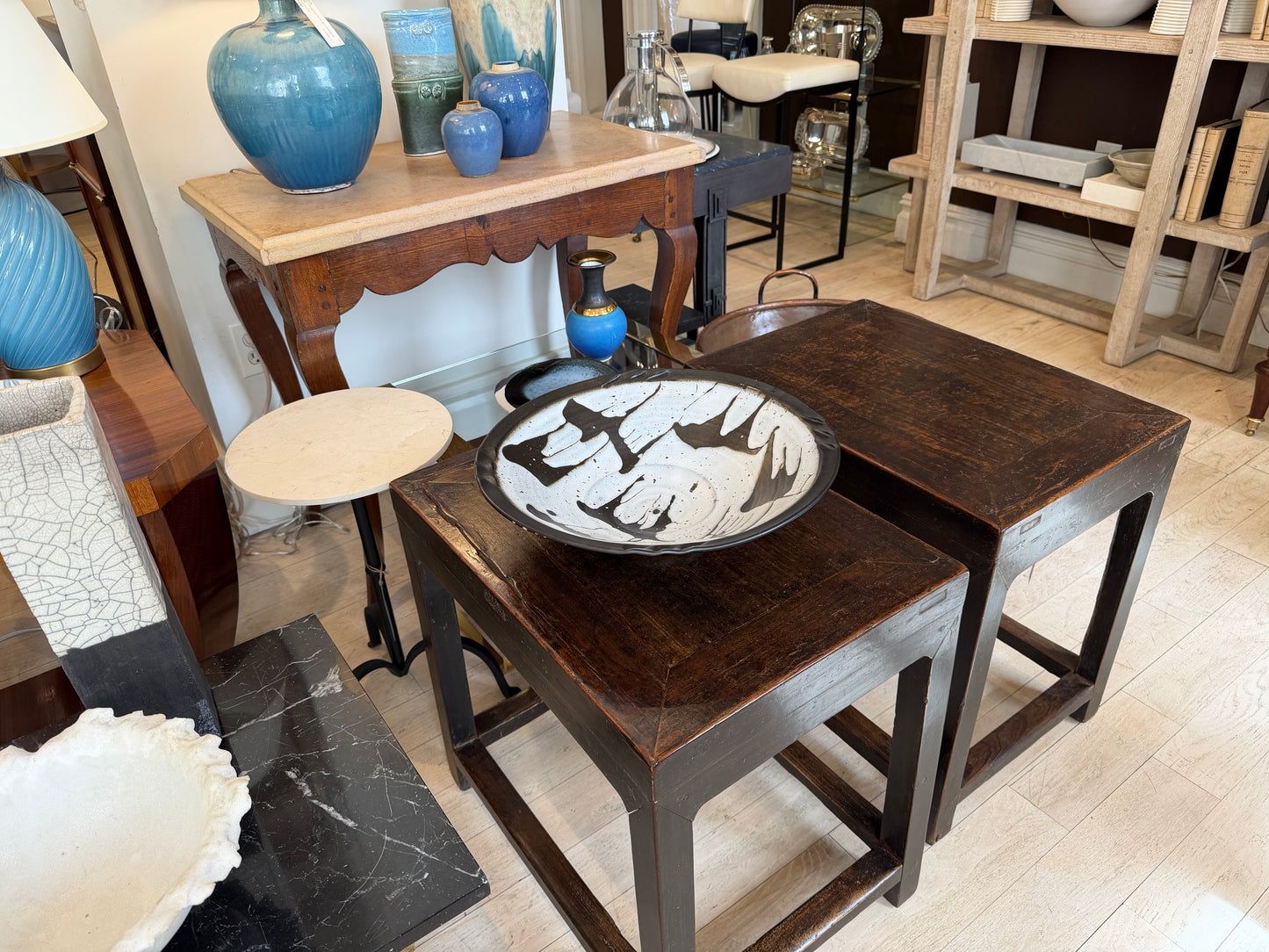 Drip Glazed Black and White Bowl