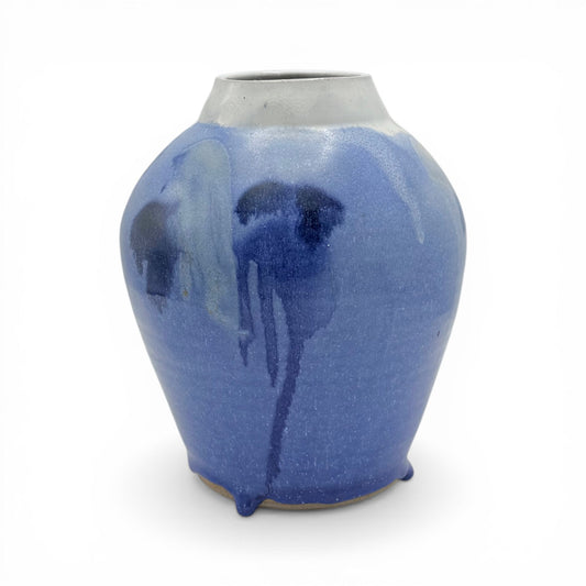 Blue Drip Glazed Stoneware Vase