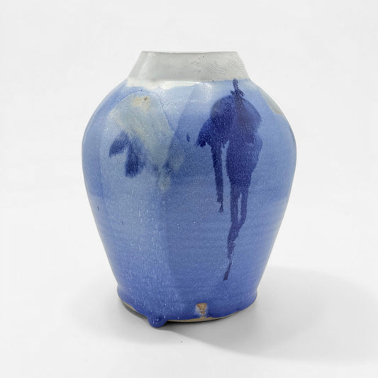 Blue Drip Glazed Stoneware Vase