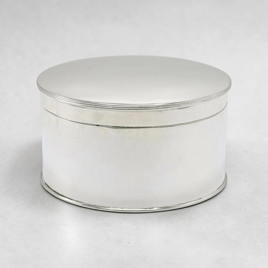 Round English Silver-Plate Box