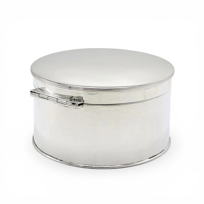 Round English Silver-Plate Box