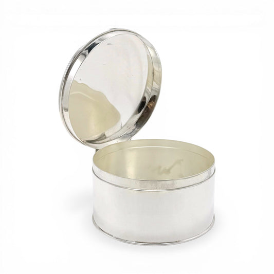 Round English Silver-Plate Box