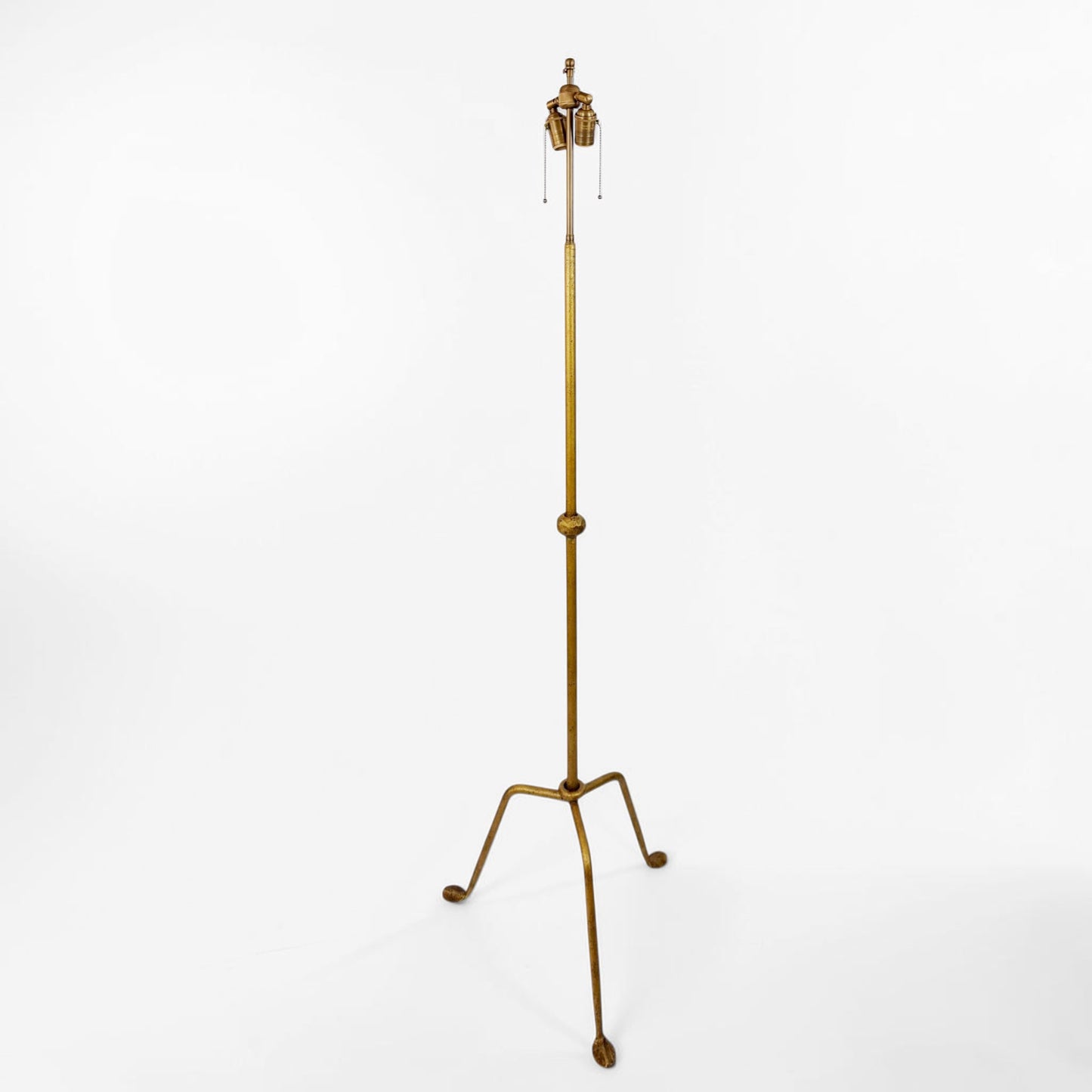 Gilt Iron Standing Lamp on Tripod Base