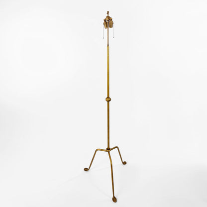 Gilt Iron Standing Lamp on Tripod Base