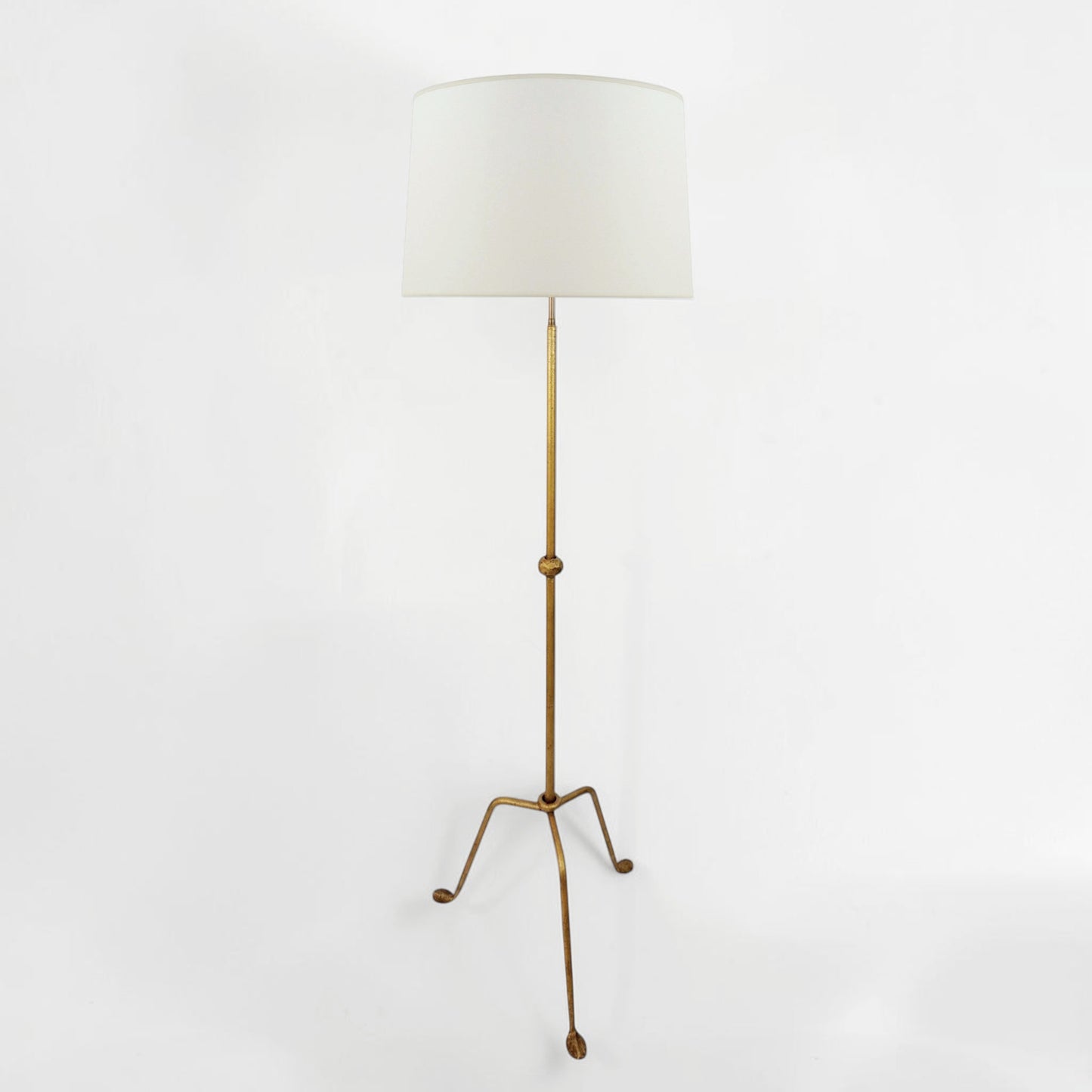 Gilt Iron Standing Lamp on Tripod Base