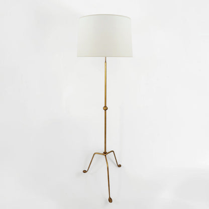 Gilt Iron Standing Lamp on Tripod Base