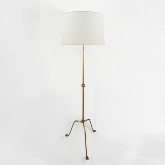 Gilt Iron Standing Lamp on Tripod Base