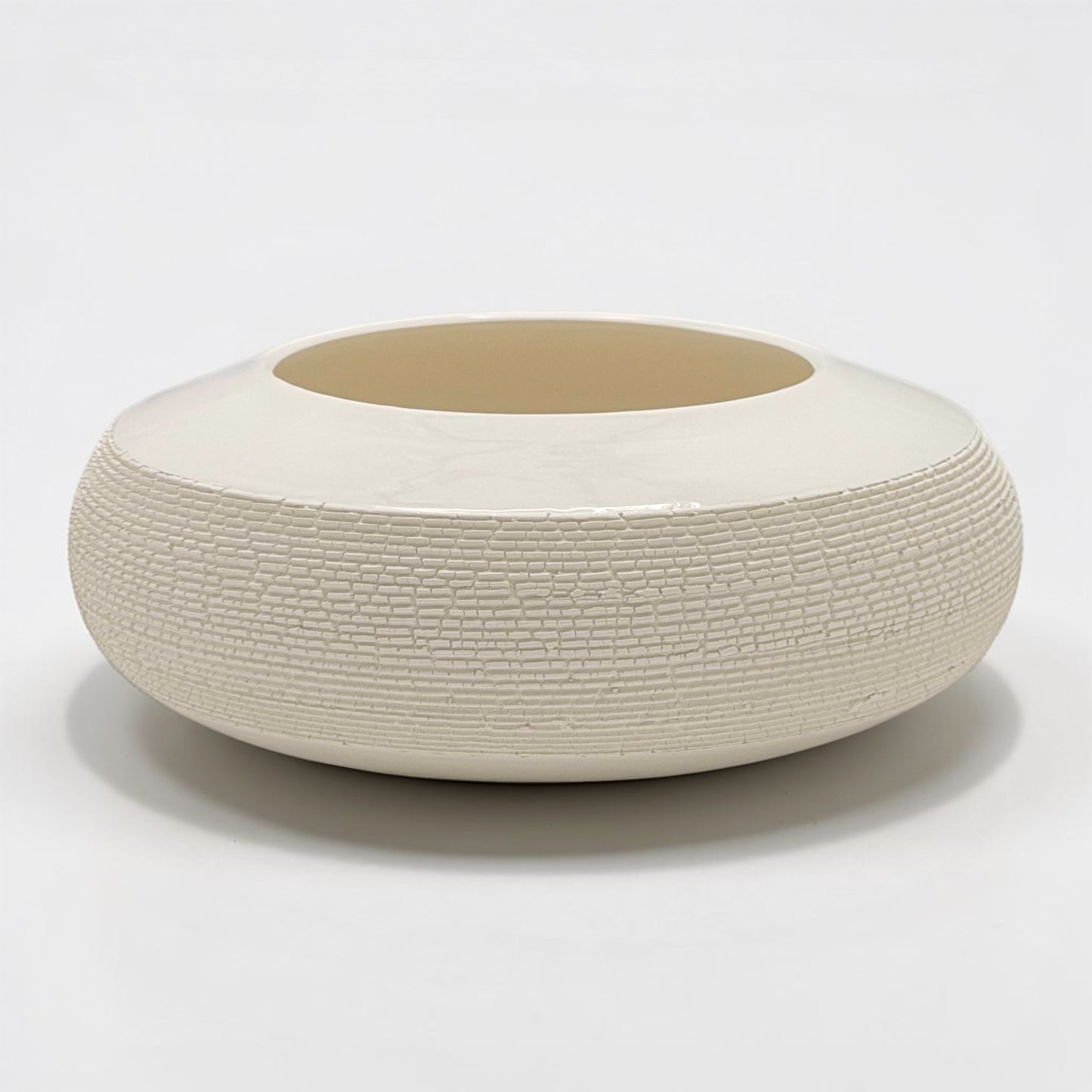 Textured Porcelain Low Bowl