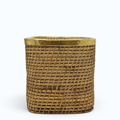 Woven Rattan Square Wastepaper Basket