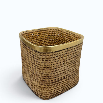 Woven Rattan Square Wastepaper Basket