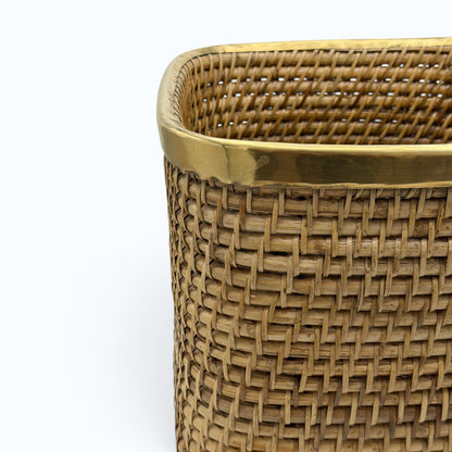 Woven Rattan Square Wastepaper Basket
