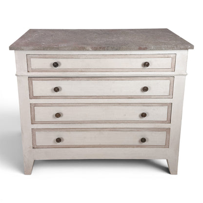 Belgian Four-Drawer Commode with Faux Stone Top, circa 1900