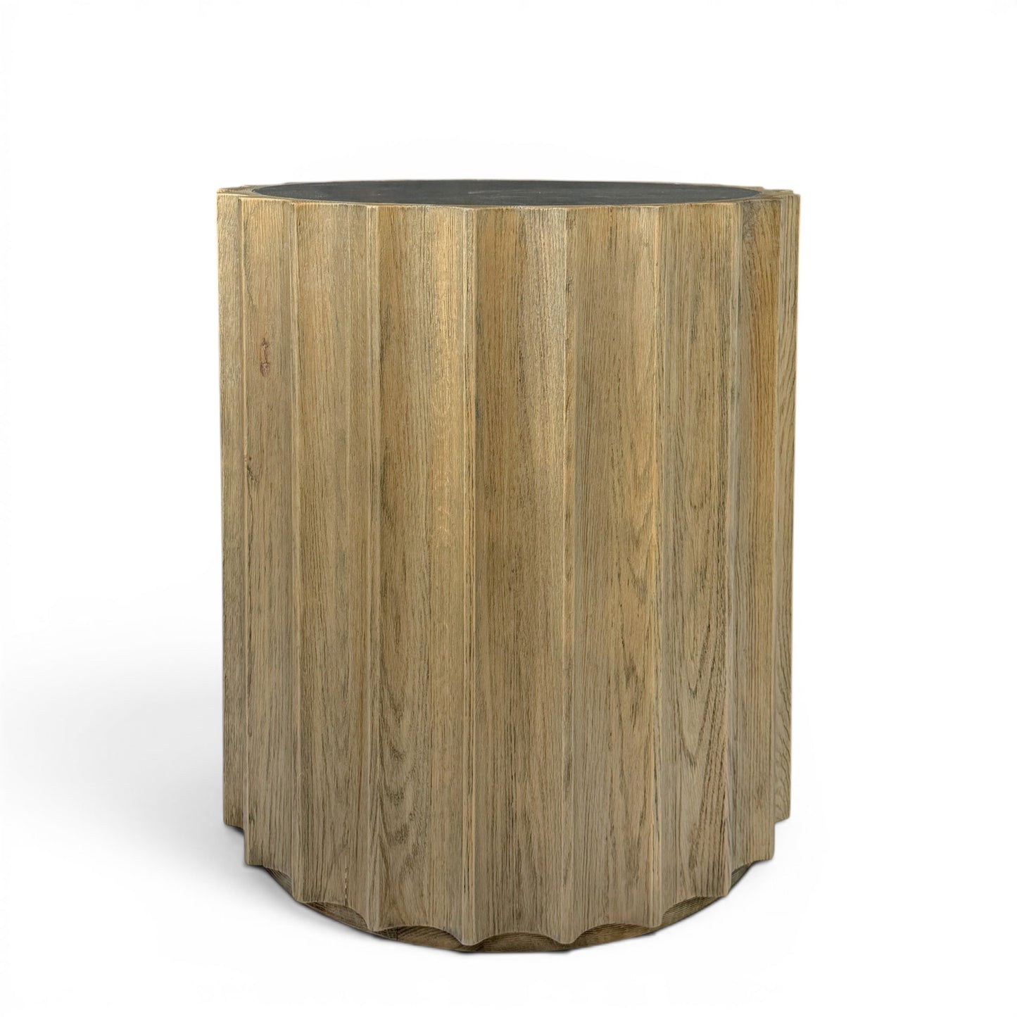 Circular Fluted Oak Table - Tall