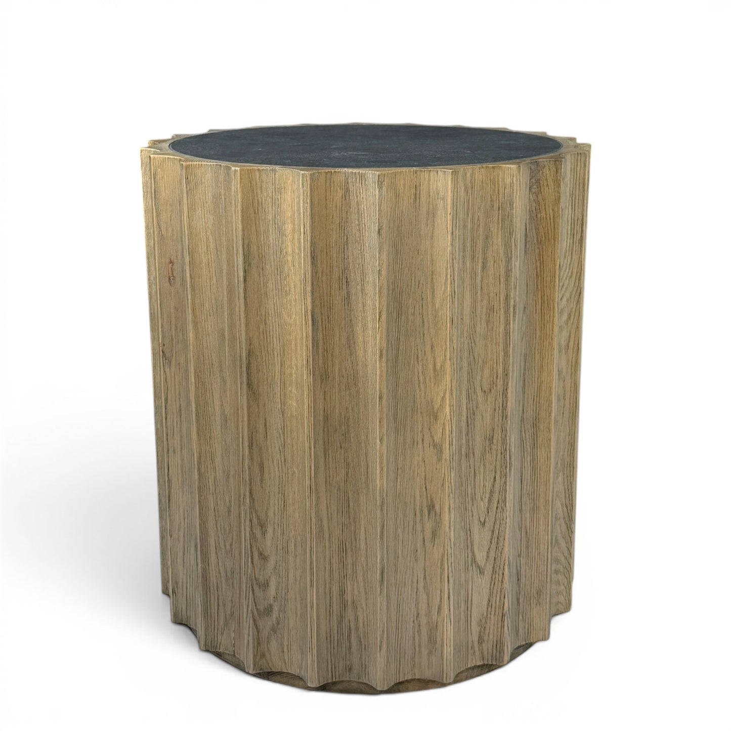 Circular Fluted Oak Table - Tall