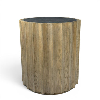 Circular Fluted Oak Table - Tall