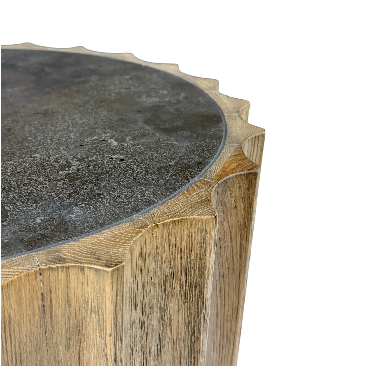 Circular Fluted Oak Table - Tall