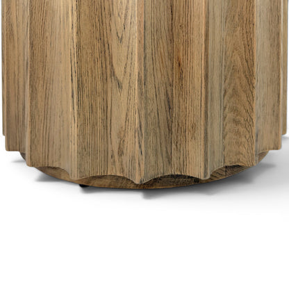 Circular Fluted Oak Table - Tall