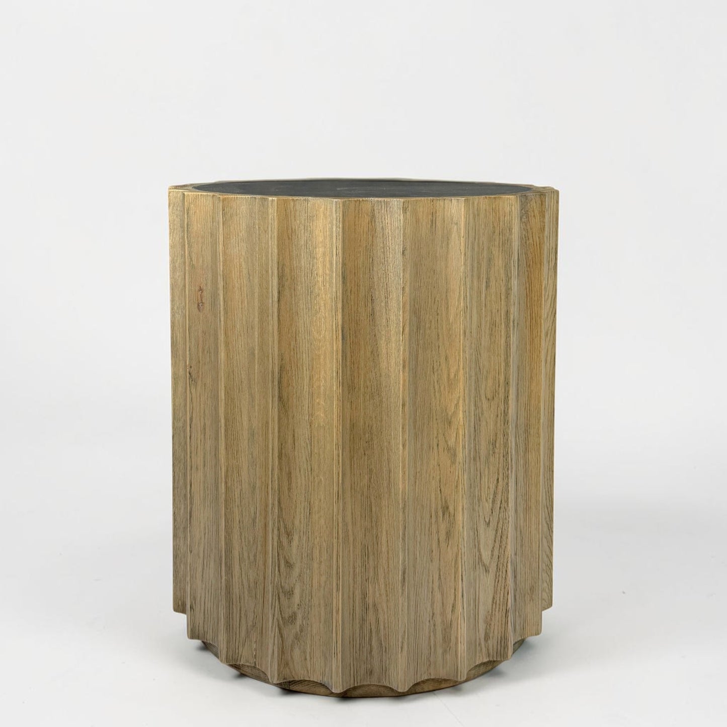 Circular Fluted Oak Table - Tall