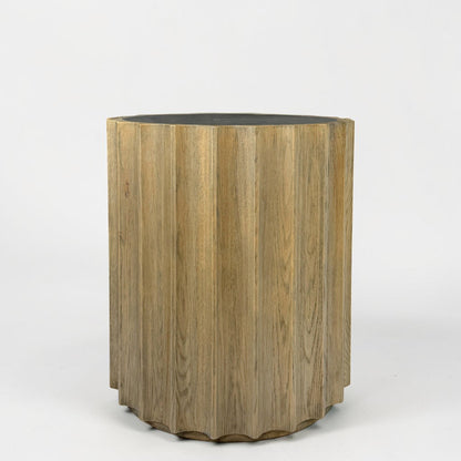 Circular Fluted Oak Table - Tall