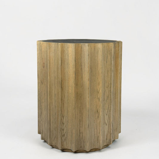 Circular Fluted Oak Table - Tall