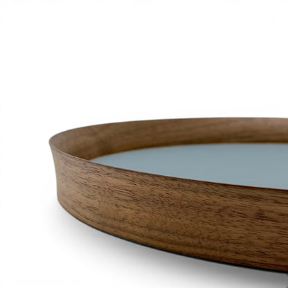 Italian Leather and Wood Tray - Steel Blue, Medium