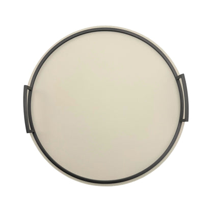 Round Italian Leather and Metal Tray - Large