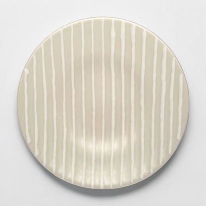 Large Beige and White Striped Platter