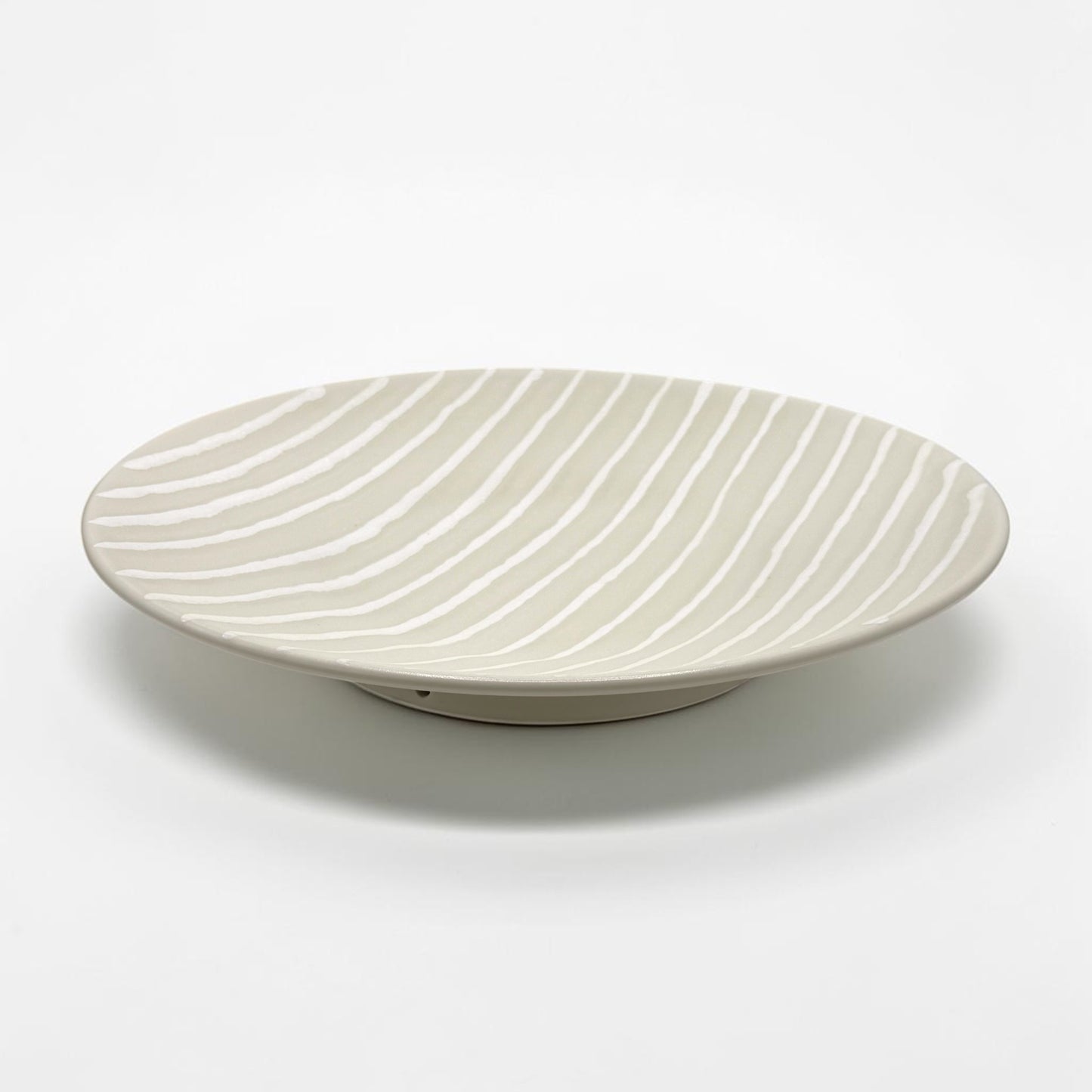 Large Beige and White Striped Platter