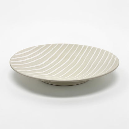Large Beige and White Striped Platter