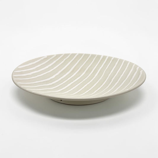 Large Beige and White Striped Platter