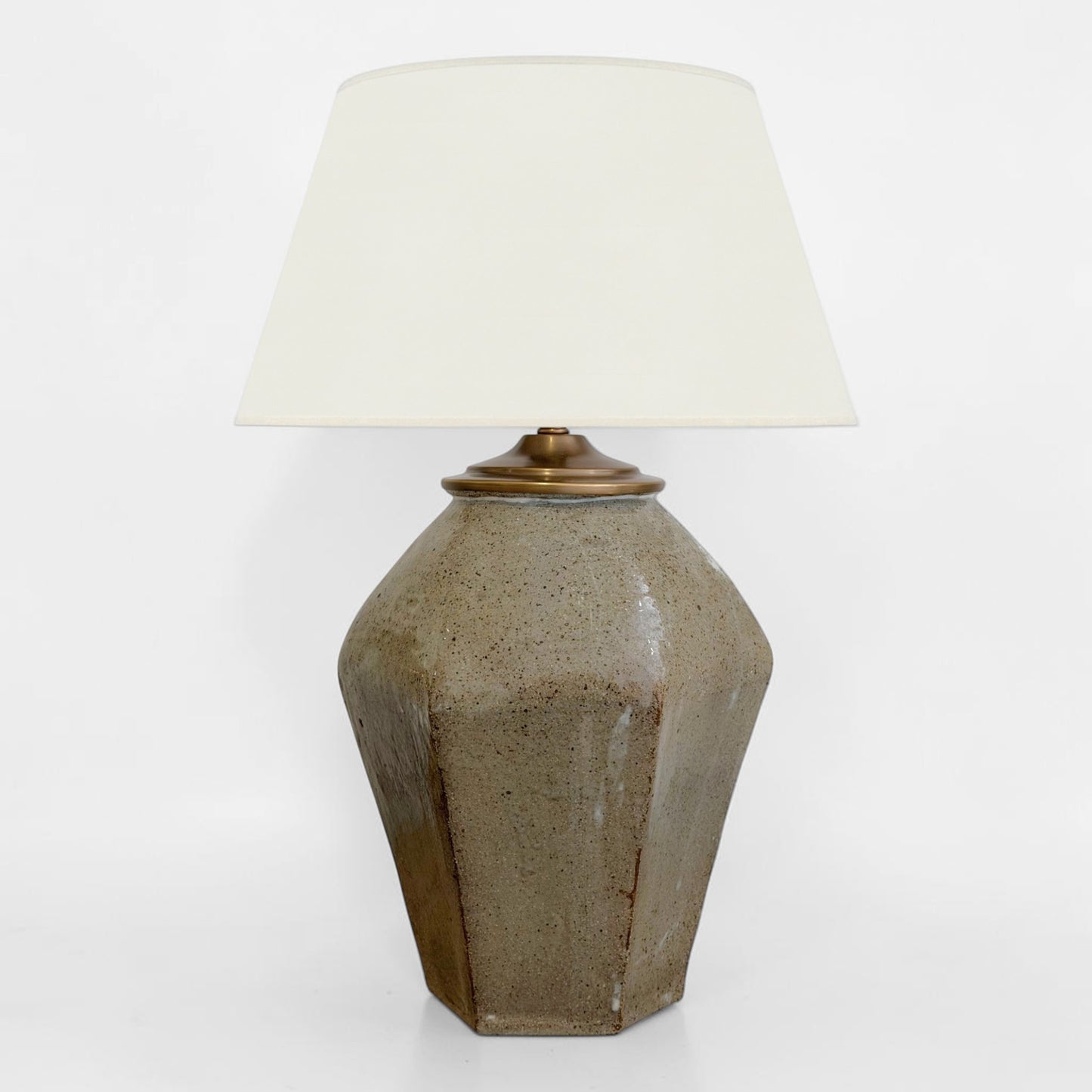 Handmade LIght Gray/Green Stoneware Lamp