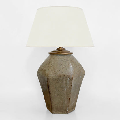 Handmade LIght Gray/Green Stoneware Lamp
