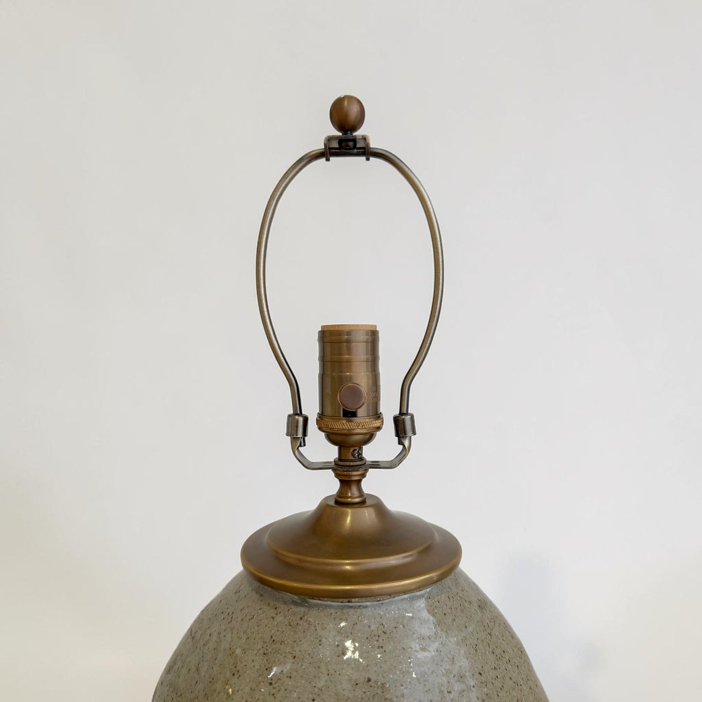Handmade LIght Gray/Green Stoneware Lamp