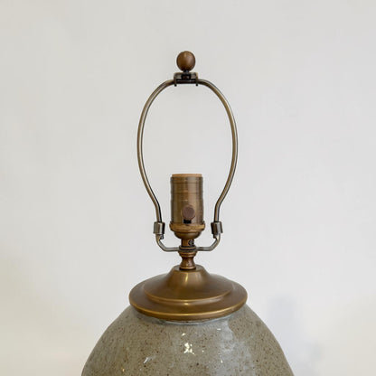 Handmade LIght Gray/Green Stoneware Lamp