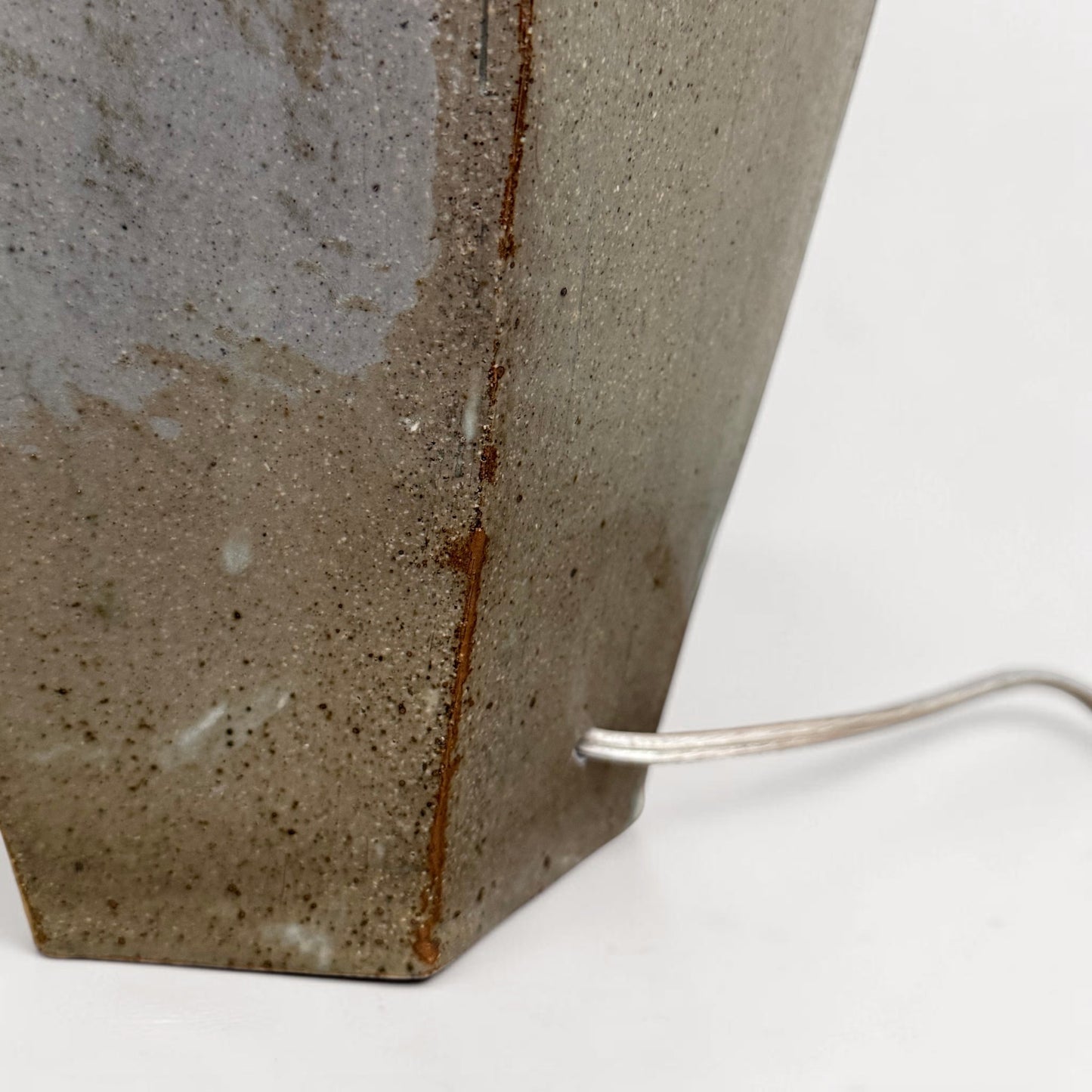Handmade LIght Gray/Green Stoneware Lamp