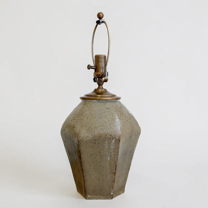 Handmade LIght Gray/Green Stoneware Lamp