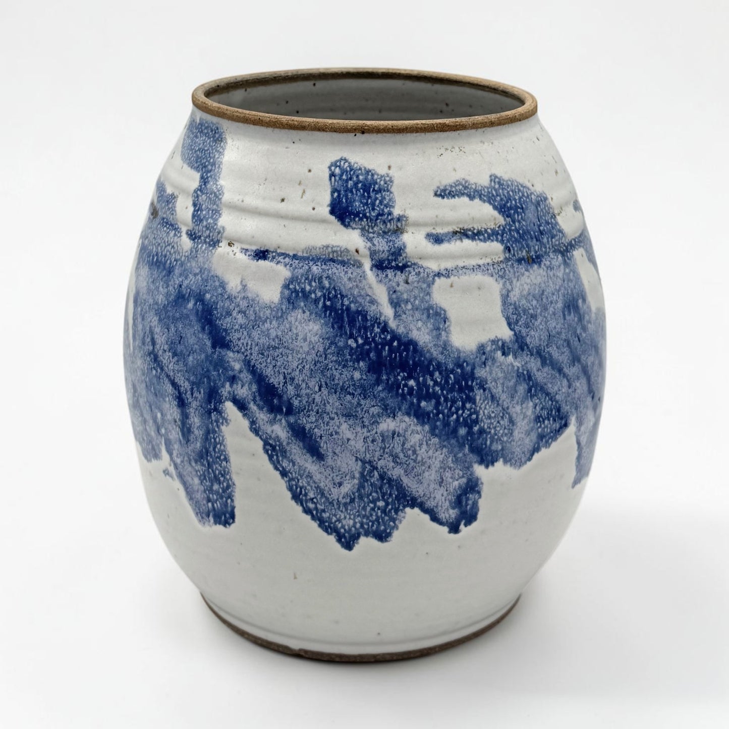 Handmade White Pot with Blue Decoration