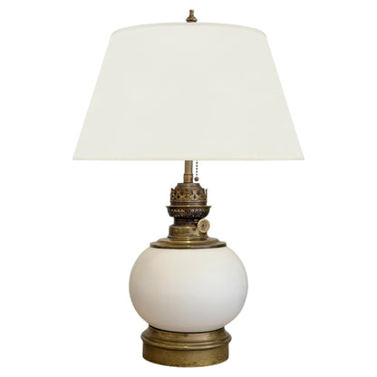 French White Porcelain and Brass Table Lamp