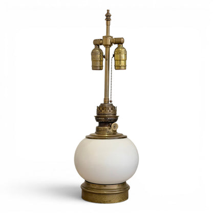 French White Porcelain and Brass Table Lamp