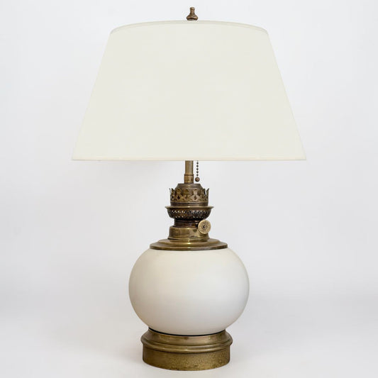 French White Porcelain and Brass Table Lamp