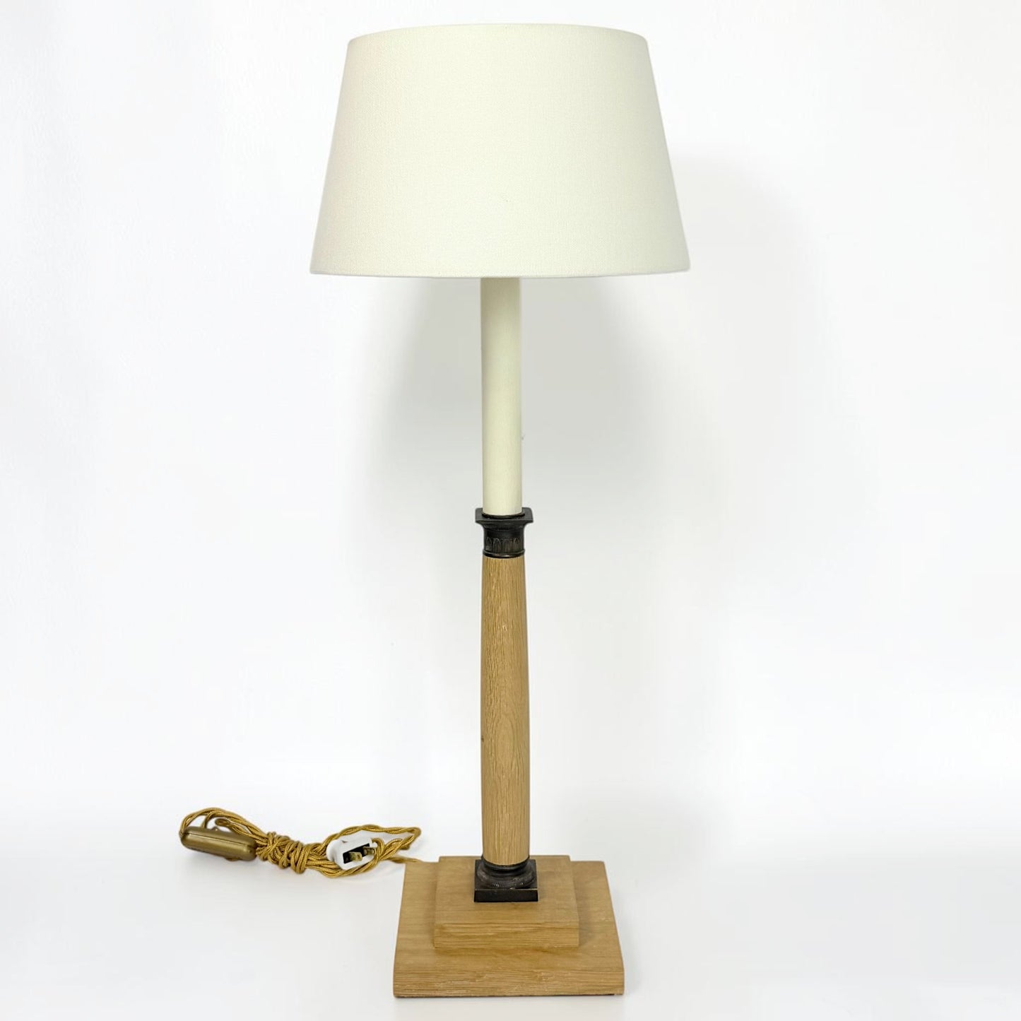 Pair of Oak Candlestick Lamps