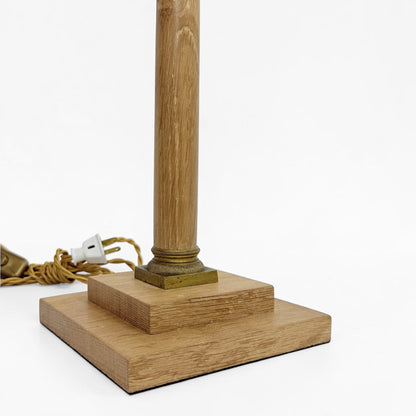 Pair of Oak Candlestick Lamps with Shades
