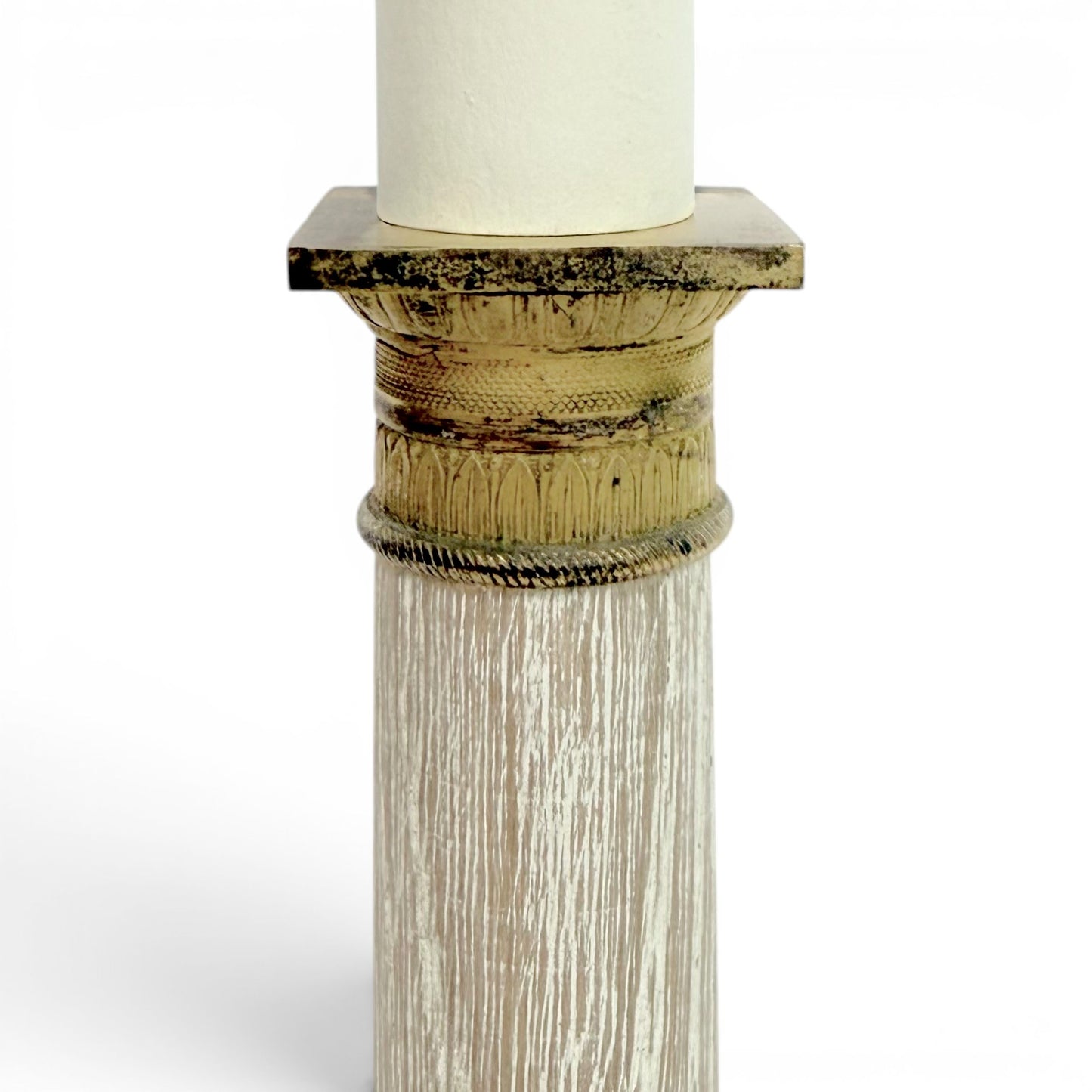 Pair of Cerused Oak Candlestick Lamps