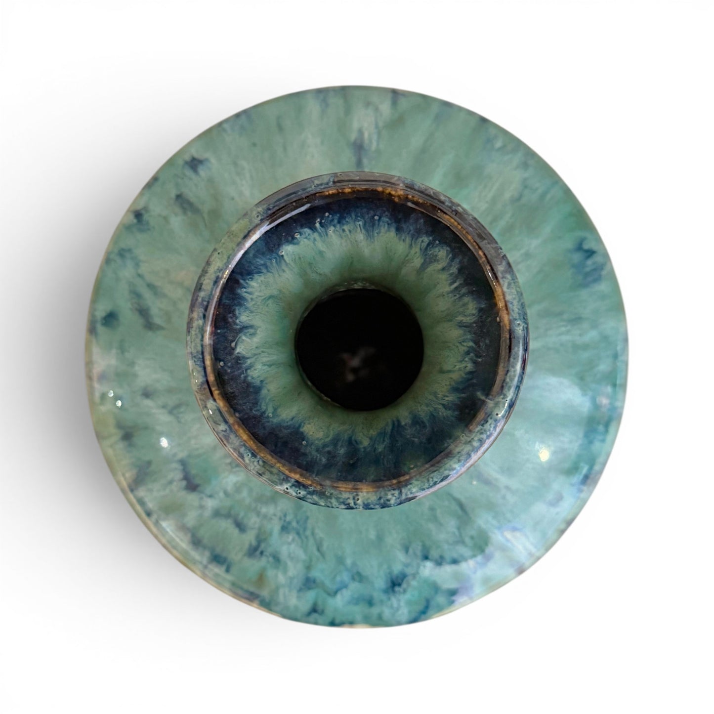 Light Green and Blue Stoneware Vase