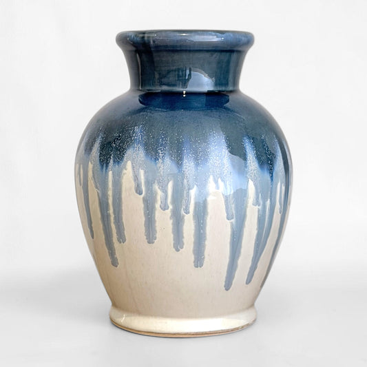 Blue & White Drip Glazed Vase