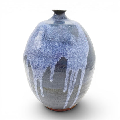 Handmade Blue Drip Glazed Vase