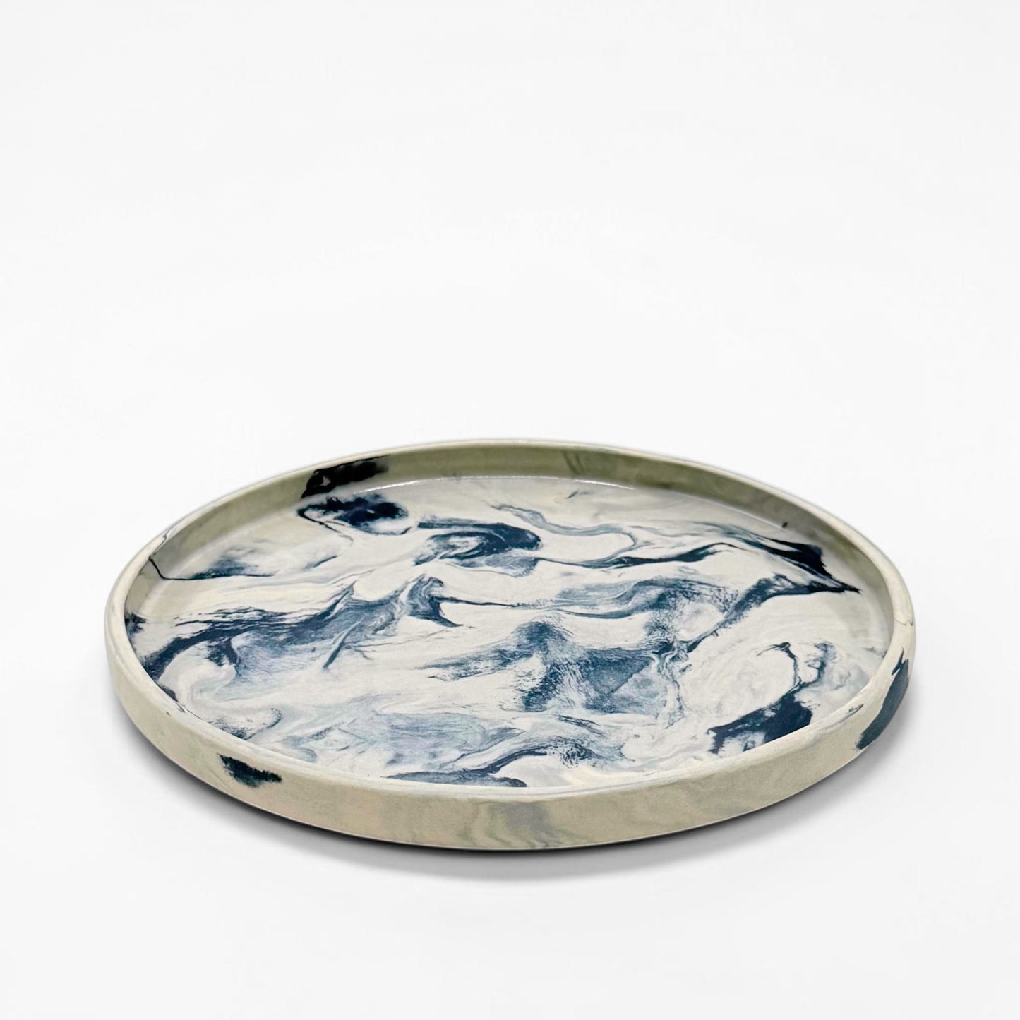 Gray and Blue Marbleized Plate