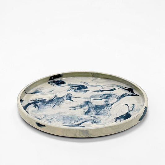 Gray and Blue Marbleized Plate