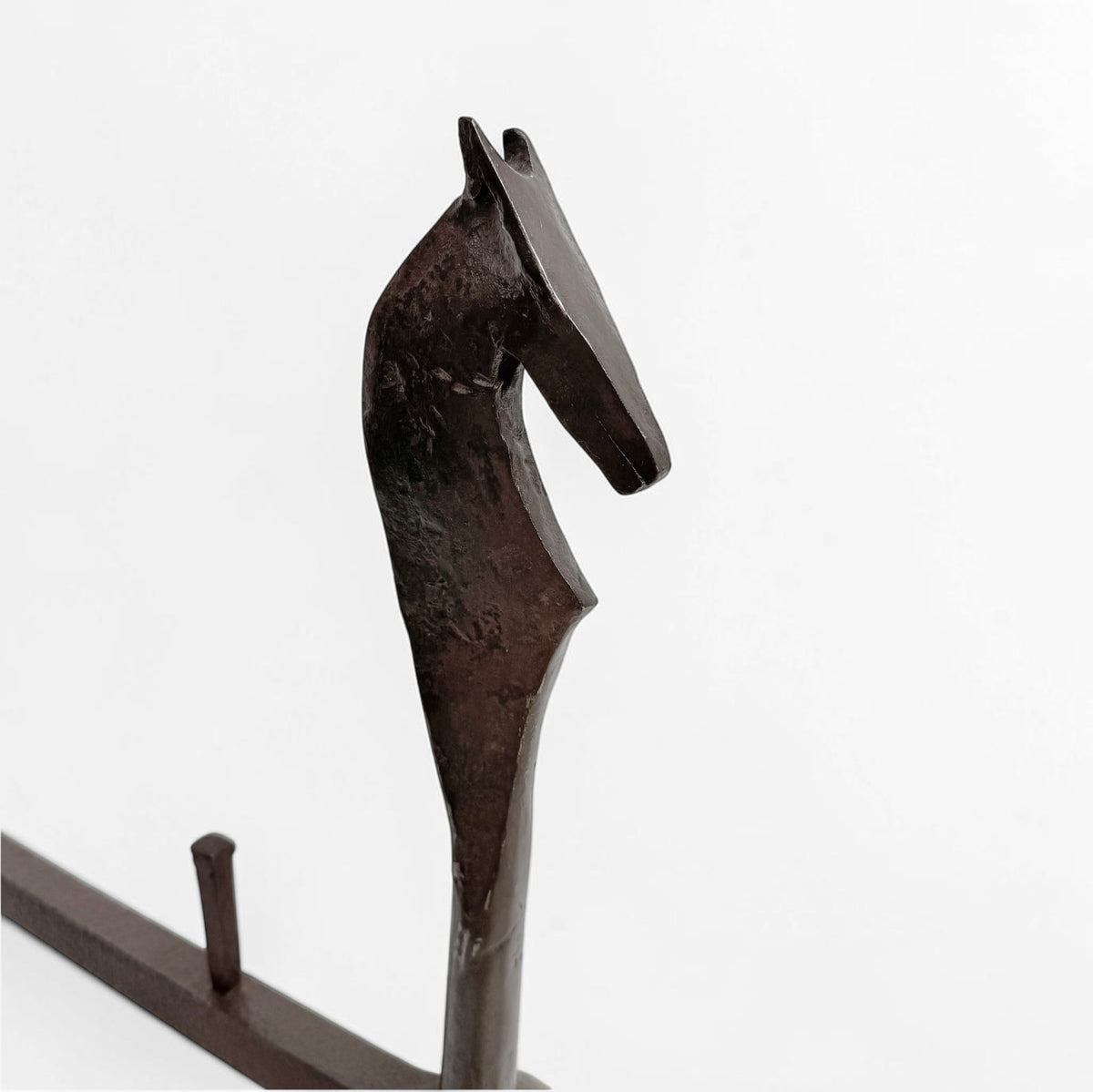 Pair of Wrought Iron Horse Andirons